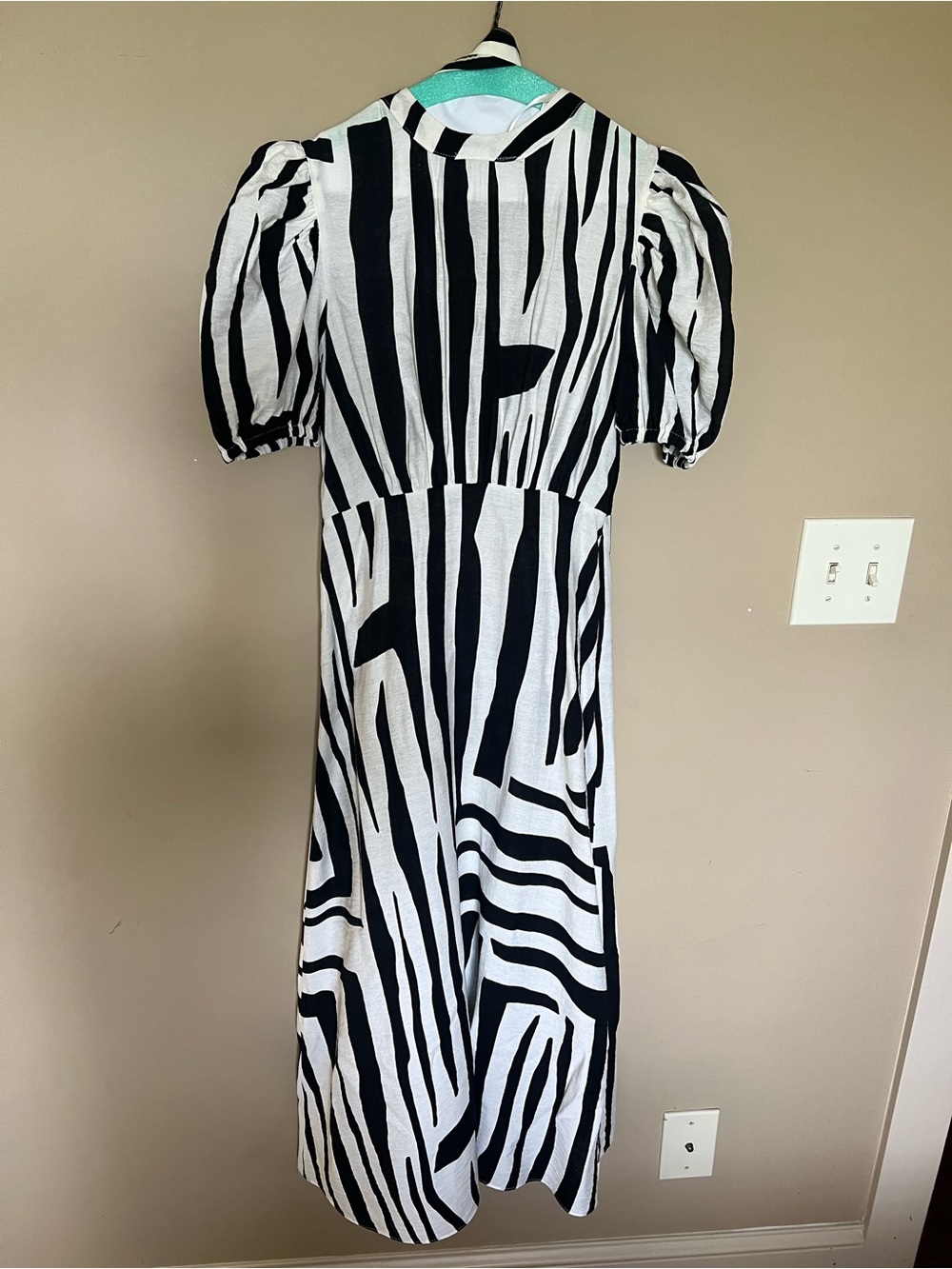 Black and White Zebra Print Midi Dress